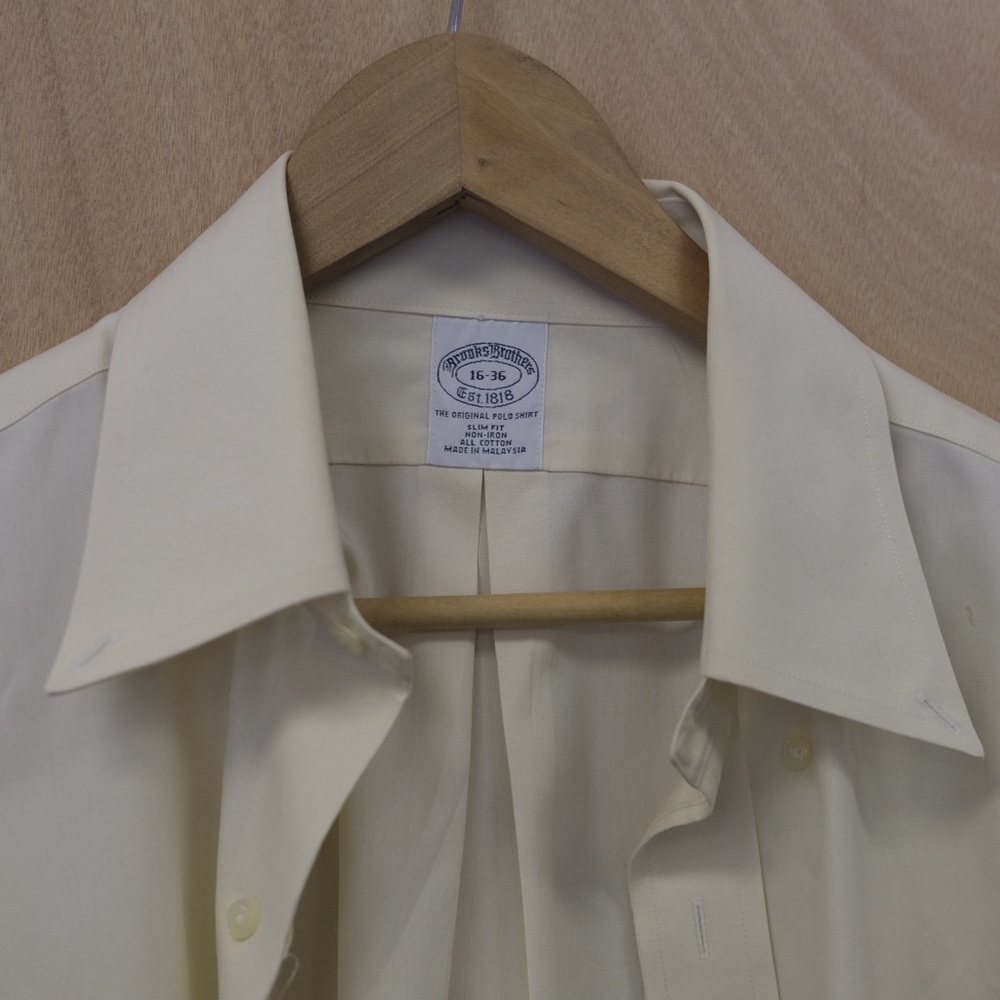 Brooks Brothers Light Yellow Dress Shirt Slim Fit 16-36